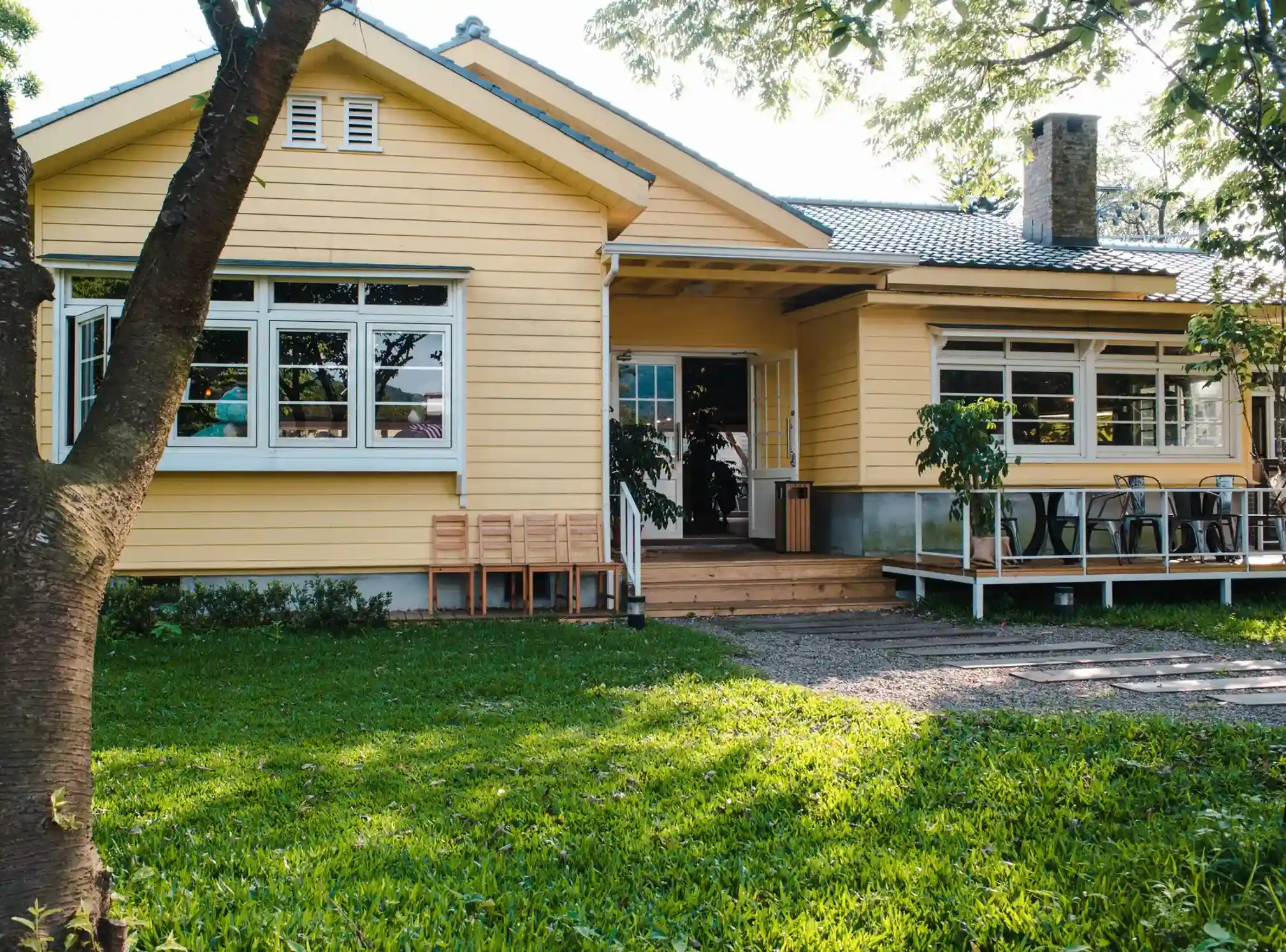 Red home in the snow